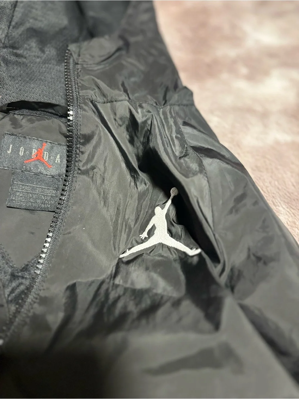Jordan Black Hooded Rain Jacket with White Jumpman Logo (1316)